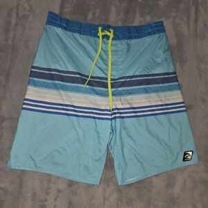Laguna Hawaiian Large Boardshorts Blue Striped‎ Surf Board Shorts Swim Trunks